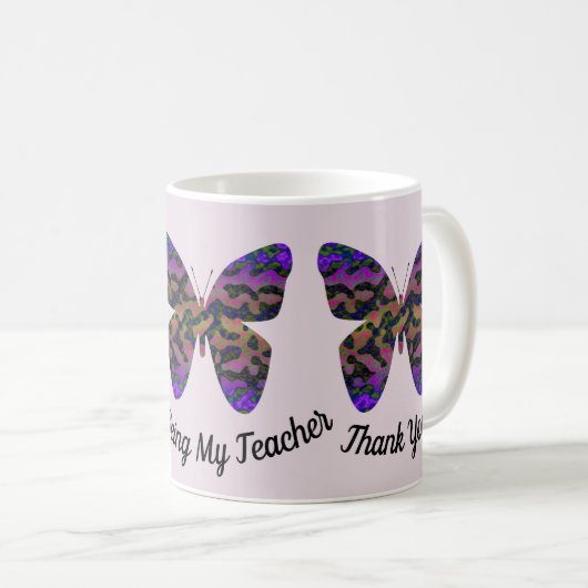 Lehrer Wertschätzung Bright Butterfly Danke Kaffeetasse (VorderseiteRechts)