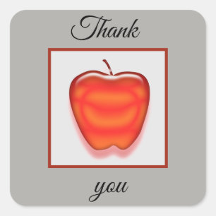 Lehrer Wertschätzung Bright Red Apple Vielen Dank Quadratischer Aufkleber