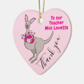 Lehrer Wertschätzung danke Ihnen Känguru Herzen Keramikornament (Links)