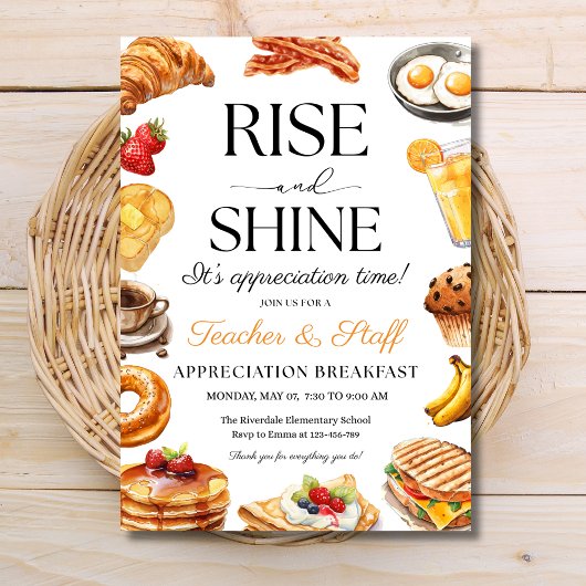 Lehrer Wertschätzung Frühstück, Frühstück Party Einladung