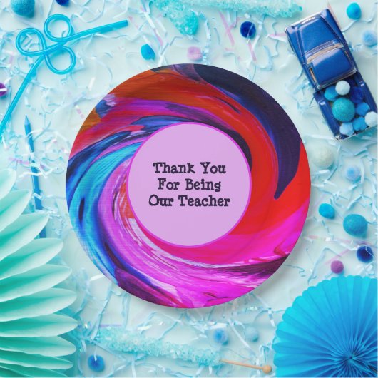 Lehrer Wertschätzung Gefärbte Krawatte Klassenzimm Pappteller (Party)