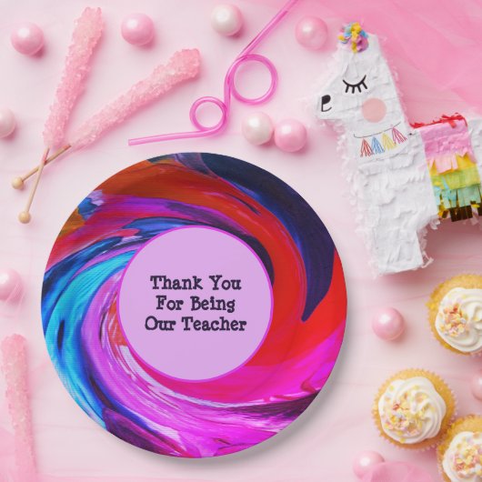 Lehrer Wertschätzung Gefärbte Krawatte Klassenzimm Pappteller (Party)