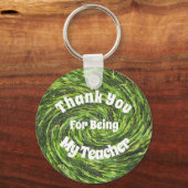 Lehrer Wertschätzung Grün Swirl Spiral Vielen Dank Schlüsselanhänger (Vorderseite)