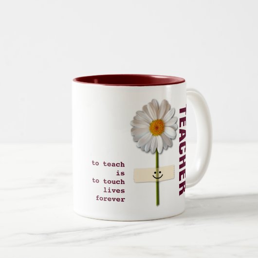Lehrer Wertschätzung lächelnd Daisy Geschenk Zweifarbige Tasse (VorderseiteRechts)