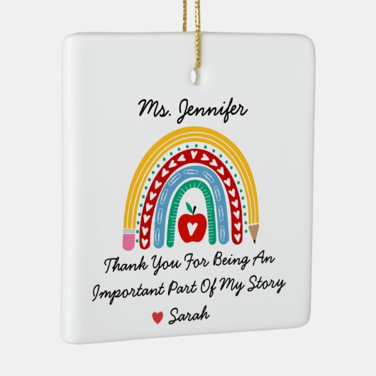 Lehrer Wertschätzung mit Dankeschön Nachricht Cust Keramikornament (Rechts)