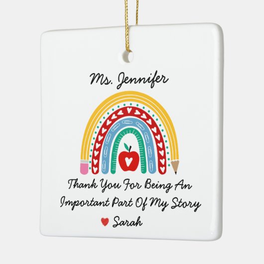 Lehrer Wertschätzung mit Dankeschön Nachricht Cust Keramikornament (Links)