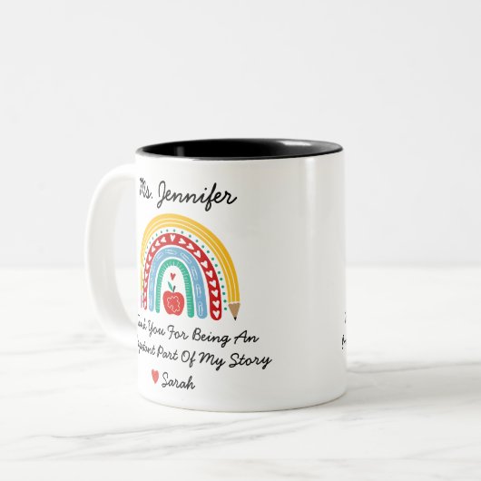 Lehrer Wertschätzung mit Dankeschön Nachricht Cust Zweifarbige Tasse (Vorderseite Links)