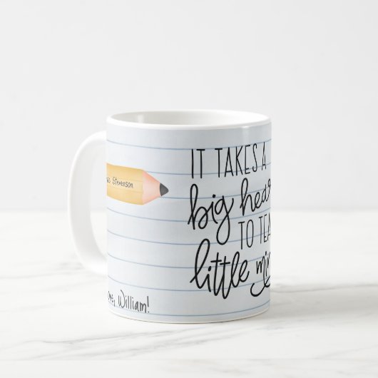 Lehrer-Wertschätzung mit Herz Kaffeetasse (Vorderseite Links)