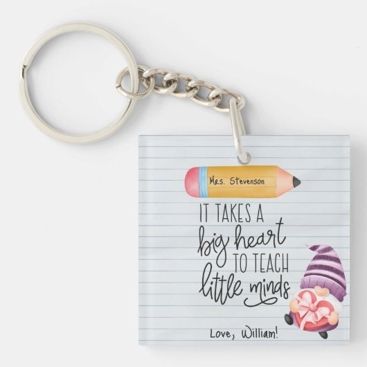 Lehrer-Wertschätzung mit Herz Schlüsselanhänger (Vorderseite)