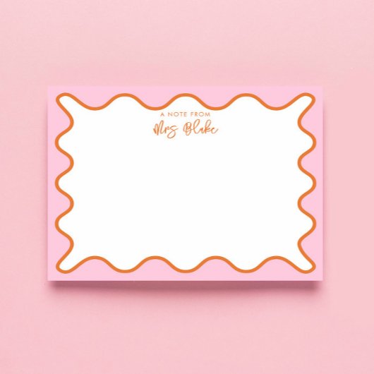 Lehrer Wertschätzung Orange und Pink Wavy Notizblock
