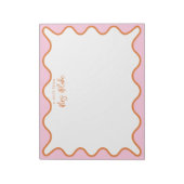 Lehrer Wertschätzung Orange und Pink Wavy Notizblock (Rotiert)