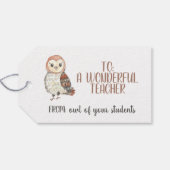 Lehrer Wertschätzung Owl Vielen Dank Geschenkanhänger (Rückseite Horizontal)