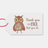 Lehrer Wertschätzung Owl Vielen Dank Geschenkanhänger (Rückseite Horizontal)