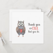 Lehrer Wertschätzung Owl Vielen Dank Karte (Vorderseite/Rückseite Beispiel)