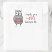 Lehrer Wertschätzung Owl Vielen Dank Rechteckiger Aufkleber (Tasche)