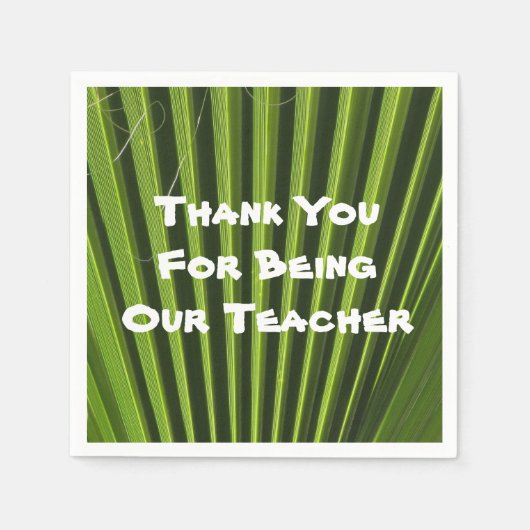 Lehrer Wertschätzung Palm Leaf Foto Vielen Dank Serviette (Vorderseite)