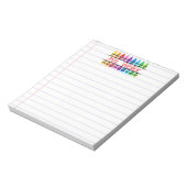 Lehrer Wertschätzung Personalisiert Red Crayon Lin Notizblock (Rotiert)