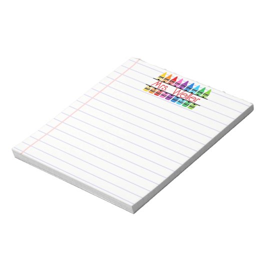 Lehrer Wertschätzung Personalisiert Red Crayon Lin Notizblock (Rotiert)