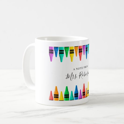 Lehrer Wertschätzung Rainbow Crayon Kaffeetasse (Vorderseite Links)