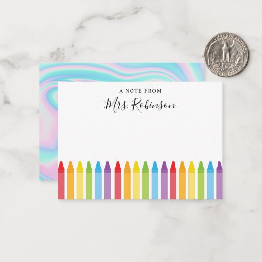 Lehrer Wertschätzung Rainbow Crayon Mitteilungskarte (Vorderseite/Rückseite Beispiel)
