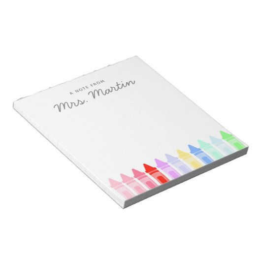 Lehrer Wertschätzung Rainbow Crayon Notepad Gesche Notizblock (angewinkelt)