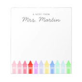 Lehrer Wertschätzung Rainbow Crayon Notepad Gesche Notizblock (Vorderseite)