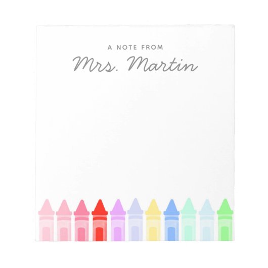 Lehrer Wertschätzung Rainbow Crayon Notepad Gesche Notizblock (Vorderseite)