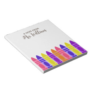 Lehrer Wertschätzung Rainbow Crayon Notepad Notizblock
