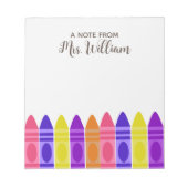 Lehrer Wertschätzung Rainbow Crayon Notepad Notizblock (Vorderseite)