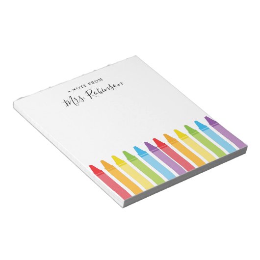 Lehrer Wertschätzung Rainbow Crayon Notizblock (angewinkelt)