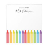 Lehrer Wertschätzung Rainbow Crayon Notizblock (Vorderseite)