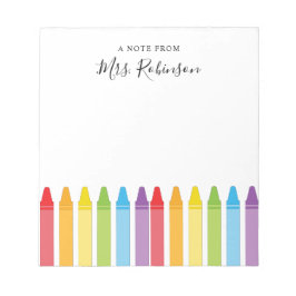 Lehrer Wertschätzung Rainbow Crayon Notizblock