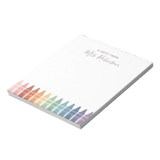 Lehrer Wertschätzung Rainbow Crayon Notizblock (Rotiert)