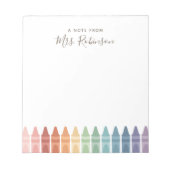 Lehrer Wertschätzung Rainbow Crayon Notizblock (Vorderseite)