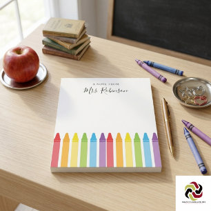 Lehrer Wertschätzung Rainbow Crayon Notizblock