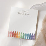 Lehrer Wertschätzung Rainbow Crayon Notizblock<br><div class="desc">Überraschen Sie den Lehrer in Ihrem Leben oder Leckerei selbst (wenn Sie der Lehrer sind),  um diesen Notizblock mit bunten Stiften! Personalisieren Sie den Text mit dem Namen Ihres Empfängers.</div>