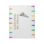 Lehrer Wertschätzung Rainbow Crayon Notizblock (Rotiert)