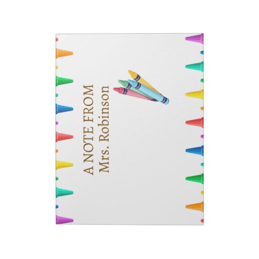 Lehrer Wertschätzung Rainbow Crayon Notizblock (Rotiert)