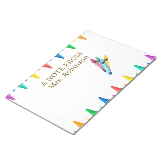 Lehrer Wertschätzung Rainbow Crayon Notizblock (angewinkelt)