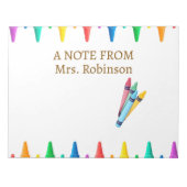 Lehrer Wertschätzung Rainbow Crayon Notizblock (Vorderseite)