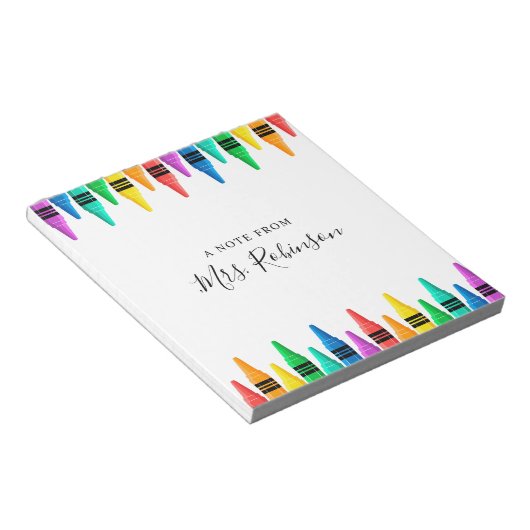 Lehrer Wertschätzung Rainbow Crayon Notizblock (angewinkelt)