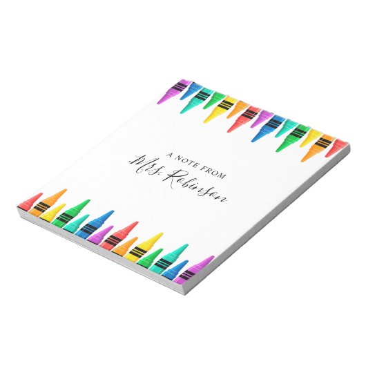Lehrer Wertschätzung Rainbow Crayon Notizblock (Rotiert)