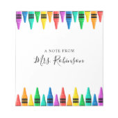 Lehrer Wertschätzung Rainbow Crayon Notizblock (Vorderseite)