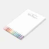 Lehrer Wertschätzung Rainbow Crayon Post-it Klebezettel (angewinkelt)