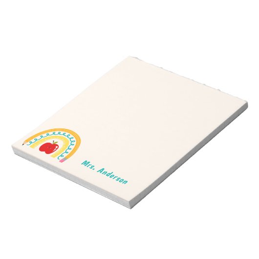 Lehrer Wertschätzung Retro Rainbow Apple Custom Notizblock (Rotiert)