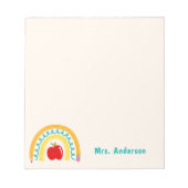 Lehrer Wertschätzung Retro Rainbow Apple Custom Notizblock (Vorderseite)