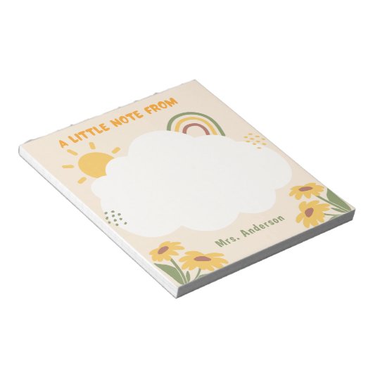 Lehrer Wertschätzung Retro Rainbow BlütenCustom Notizblock (angewinkelt)