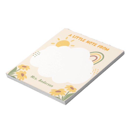 Lehrer Wertschätzung Retro Rainbow BlütenCustom Notizblock (Rotiert)