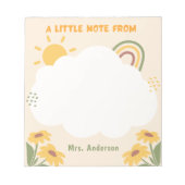 Lehrer Wertschätzung Retro Rainbow BlütenCustom Notizblock (Vorderseite)