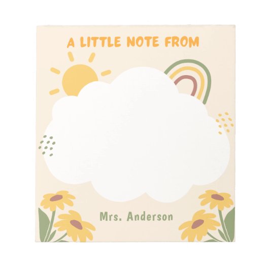 Lehrer Wertschätzung Retro Rainbow BlütenCustom Notizblock (Vorderseite)